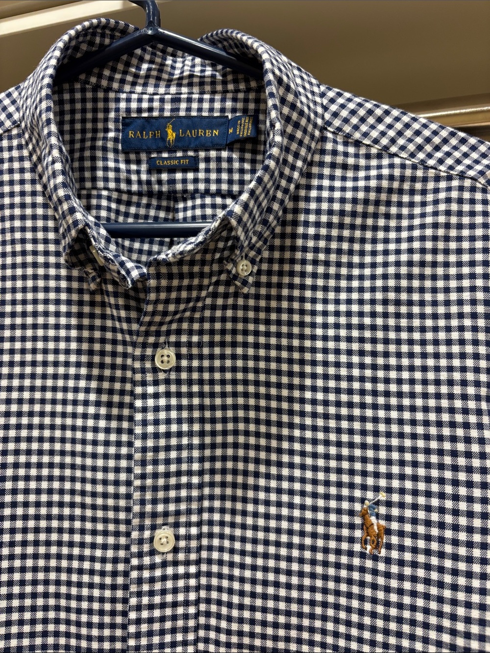 Ralph Lauren Navy & White Gingham Button-Down Shirt